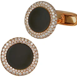 Jacob & Co. Circular Cufflinks with White Diamonds
