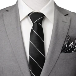 Ox and Bull Trading Co. Classic Black Striped Silk Men's Tie