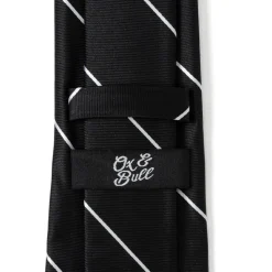 Ox and Bull Trading Co. Classic Black Striped Silk Men's Tie