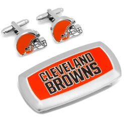 NFL Cleveland Browns Cufflinks and Cushion Money Clip Gift Set