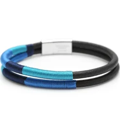 Tateossian Cobra Masai Silver Bracelet Blue Tones 18cm