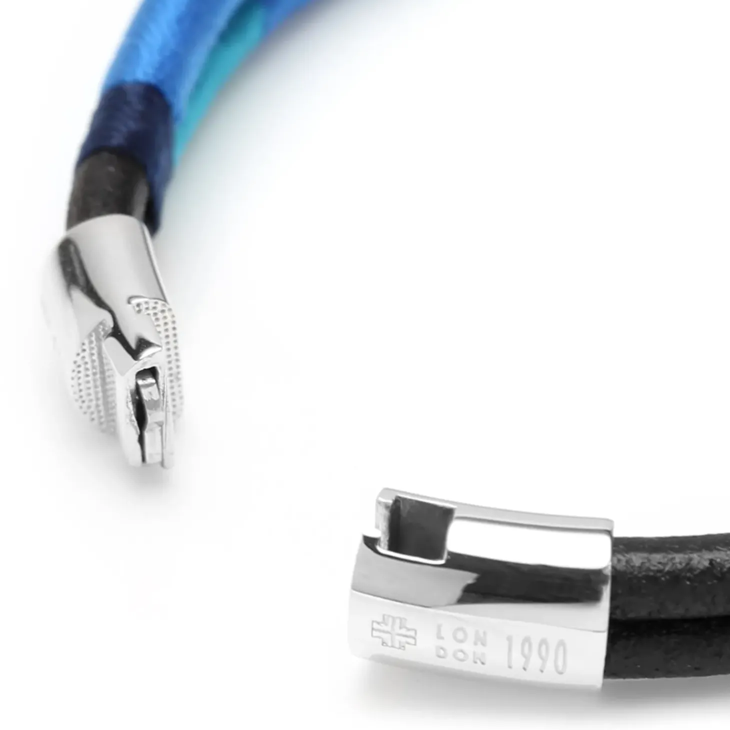 Tateossian Cobra Masai Silver Bracelet Blue Tones 18cm