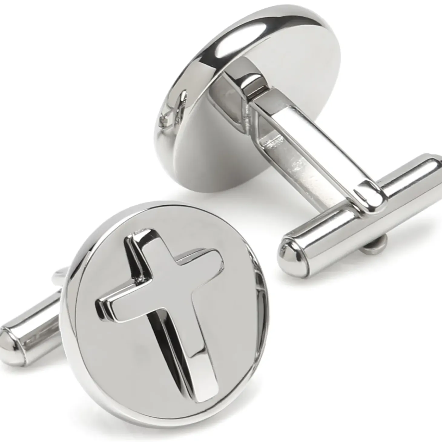 Ox and Bull Trading Co. Cross Stainless Steel Cufflinks and Tie Clip Gift Set