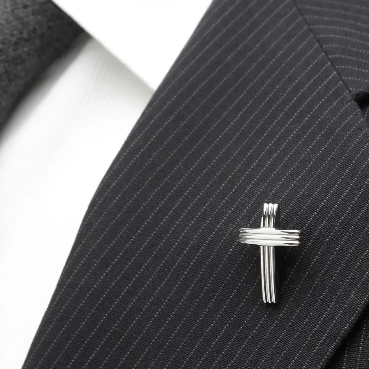 Ox and Bull Trading Co. Cross Stainless Steel Lapel Pin