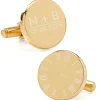 Ox and Bull Trading Co. Custom Clock Engravable Gold Cufflinks