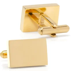 Ox and Bull Trading Co. Custom Engraved Gold Plated Block Cufflinks