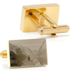 Ox and Bull Trading Co. Custom Engraved Gold Plated Block Cufflinks