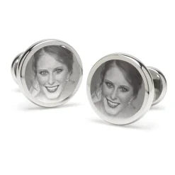 Ox and Bull Trading Co. Custom Engraved Round Photo Cufflinks