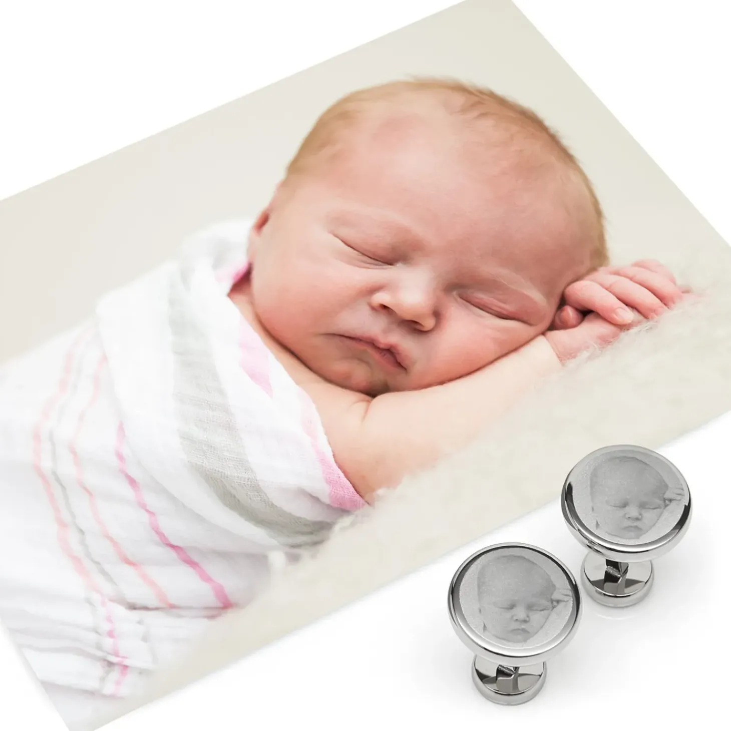 Ox and Bull Trading Co. Custom Engraved Round Photo Cufflinks