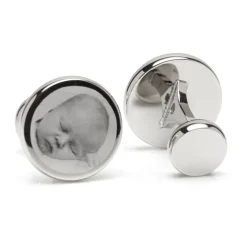 Ox and Bull Trading Co. Custom Engraved Round Photo Cufflinks