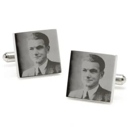 Ox and Bull Trading Co. Custom Engraved Square Photo Cufflinks