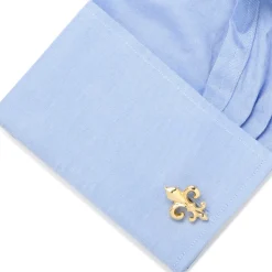 JJ Weston Cut Out Gold Fleur de Lis Cufflinks
