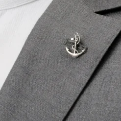 Ox and Bull Trading Co. 3D Anchor Sterling Silver Lapel Pin
