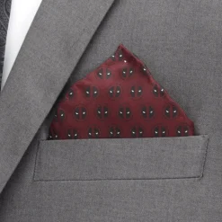 Marvel Deadpool Red Mask Silk Pocket Square