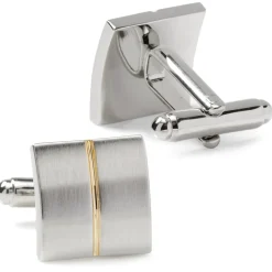 Ox and Bull Trading Co. Divided Two Tone Square Cufflinks