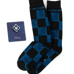 Disney Donald Check Black Sock and Mickey Blue Lapel Pin Gift Set