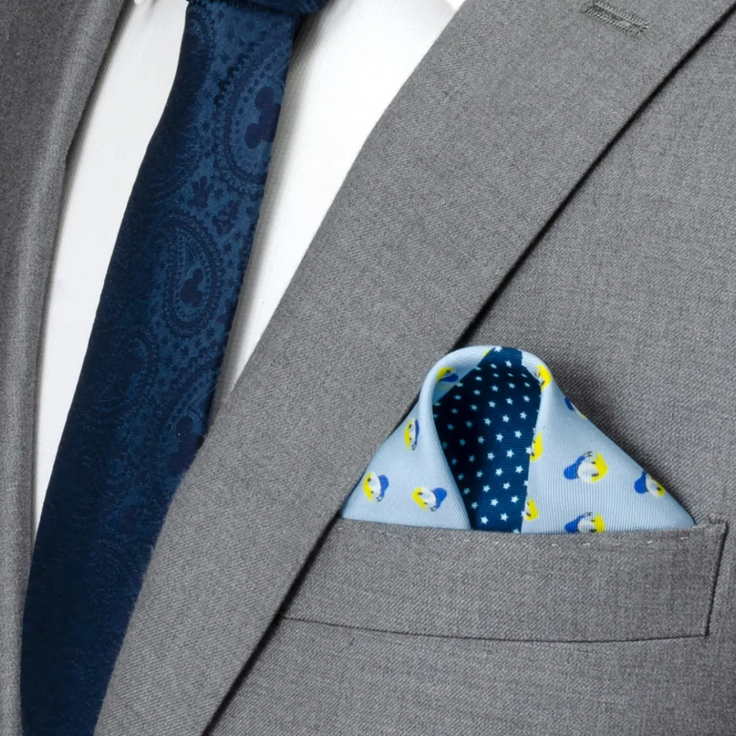 Disney Donald Duck Blue Pocket Square