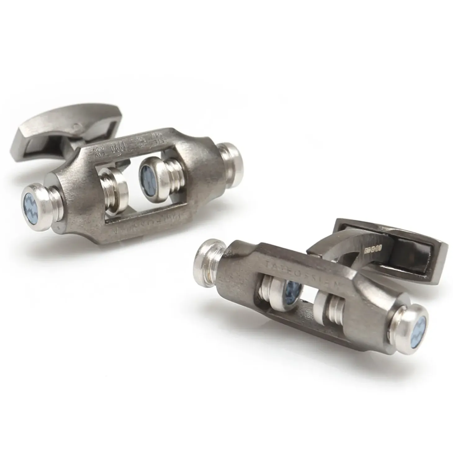 Tateossian Double Bolt Silver Cufflinks in Black Rhodium
