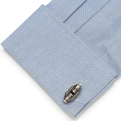 Tateossian Double Bolt Silver Cufflinks in Black Rhodium