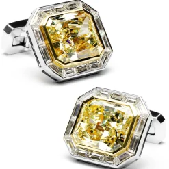 Jacob & Co. Emerald Cut Canary Diamonds Octagon Cufflinks