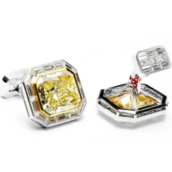 Jacob & Co. Emerald Cut Canary Diamonds Octagon Cufflinks