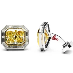 Jacob & Co. Emerald Cut Canary Diamonds Octagon Cufflinks
