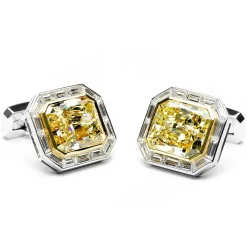 Jacob & Co. Emerald Cut Canary Diamonds Octagon Cufflinks