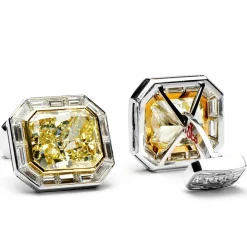 Jacob & Co. Emerald Cut Canary Diamonds Octagon Cufflinks