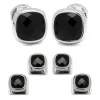 Ox and Bull Trading Co. Faceted Onyx Cushion Stainless Steel Stud Set