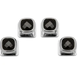 Ox and Bull Trading Co. Faceted Onyx Cushion Studs