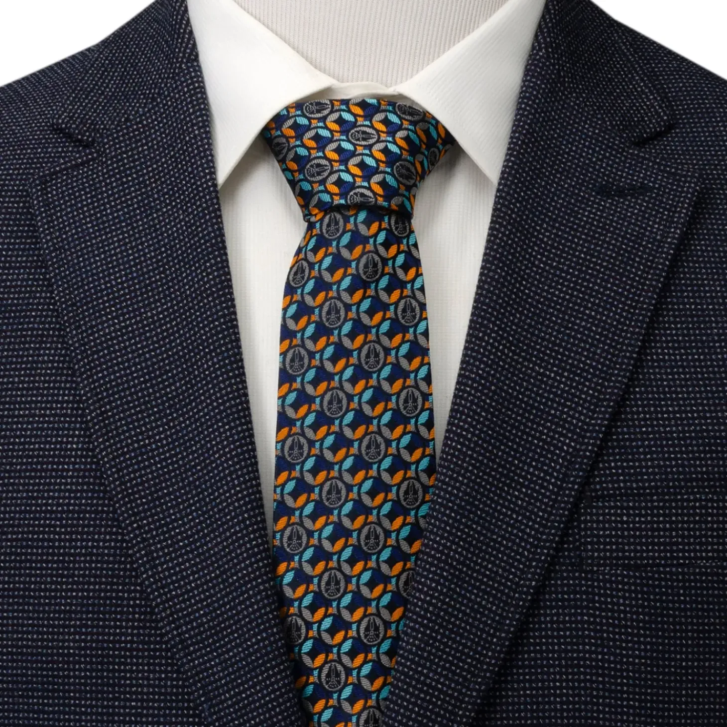 Star Wars Falcon Motif Navy Blue Men's Tie