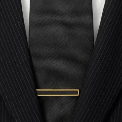 Ox and Bull Trading Co. Gold and Onyx Inlaid Tie Clip