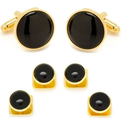 Ox and Bull Trading Co. Gold and Onyx Stud Set