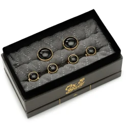Ox and Bull Trading Co. Gold and Onyx Stud Set