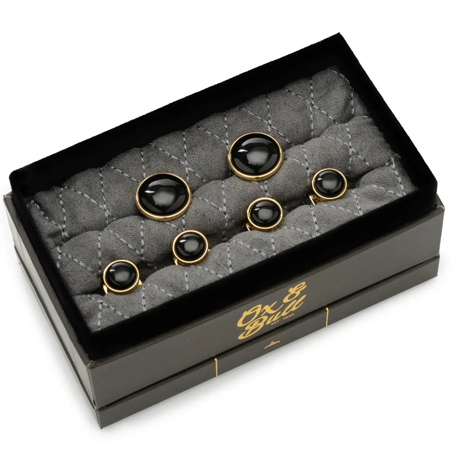 Ox and Bull Trading Co. Gold and Onyx Stud Set