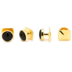 Ox and Bull Trading Co. Gold and Onyx Stud Set