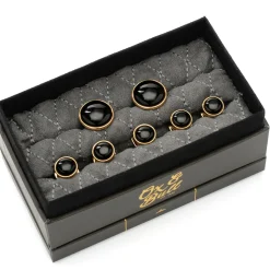 Ox and Bull Trading Co. Gold and Onyx 5-Stud Set