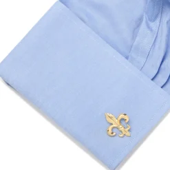 JJ Weston Gold Etched Fleur de Lis Cufflinks