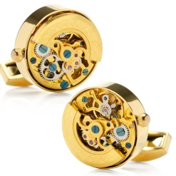Ox and Bull Trading Co. Gold on Gold Kinetic Watch Movement Cufflinks