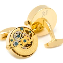Ox and Bull Trading Co. Gold on Gold Kinetic Watch Movement Cufflinks