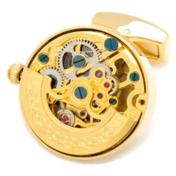 Ox and Bull Trading Co. Gold on Gold Kinetic Watch Movement Cufflinks