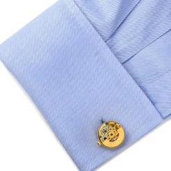 Ox and Bull Trading Co. Gold on Gold Kinetic Watch Movement Cufflinks