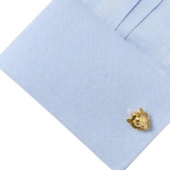 Ox and Bull Trading Co. Gold Plated Sterling Lion Head Cufflinks