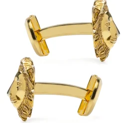 Ox and Bull Trading Co. Gold Plated Sterling Lion Head Cufflinks