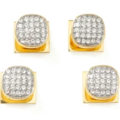 Ox and Bull Trading Co. Gold Stainless Steel White Pave Crystal Studs