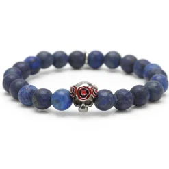 Tateossian Gothic Skull Pop Rubber Bracelet Navy 39cm