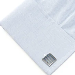 Ox and Bull Trading Co. Gray and Blue Striped Square Cufflinks