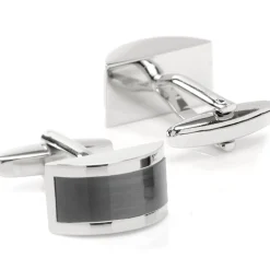Ox and Bull Trading Co. Gray Cat's Eye Bridged Cufflinks