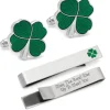Cufflinks, Inc. Green Clover Cufflinks and Tie Bar Gift Set