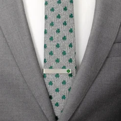 Cufflinks, Inc. Green Clover Cufflinks and Tie Bar Gift Set